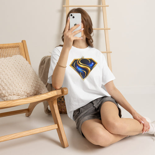 Gold and Blue Letter S Shield Tee(SupGirl) | Superhero Monogram Shirt