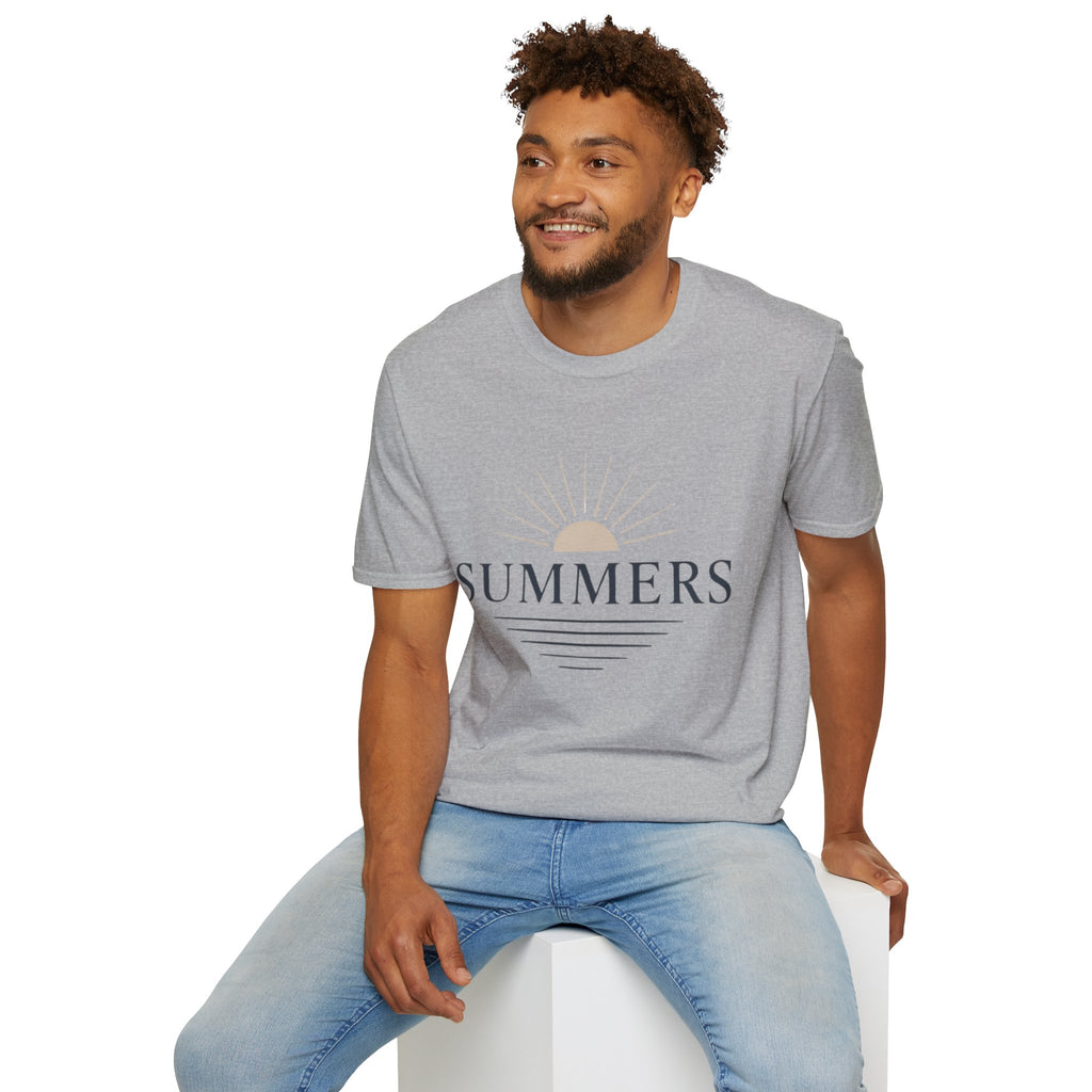 Summer Sun T-Shirt — "SUMMERS" Retro Sunrise Graphic Tee