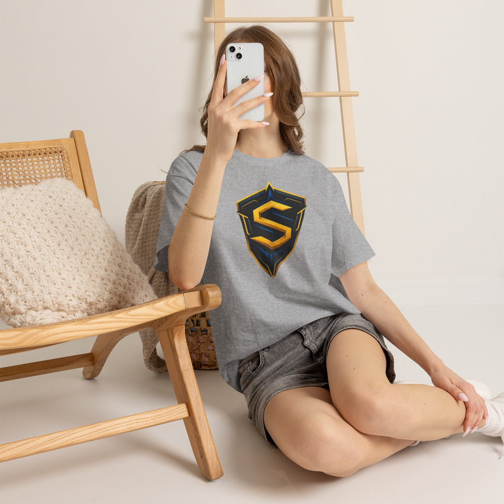 Gold Shield S logo Tee | Gaming Emblem T-shirt