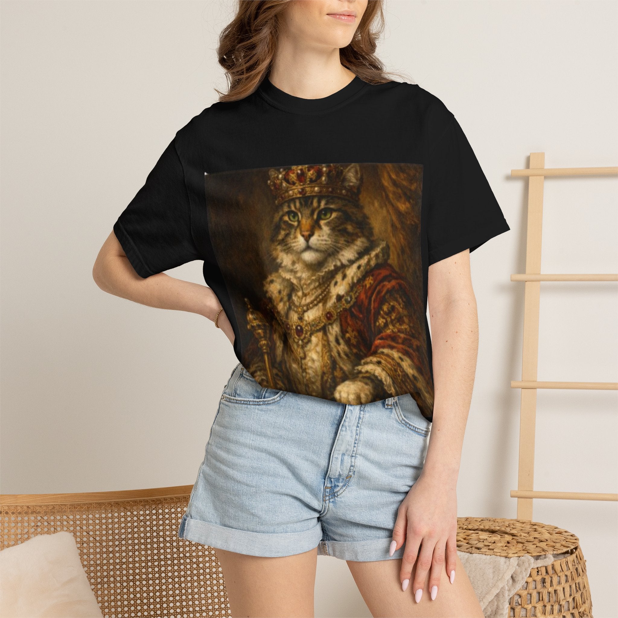 Regal Cat Portrait T-shirt | King Cat Painting, Vintage Royal Costume