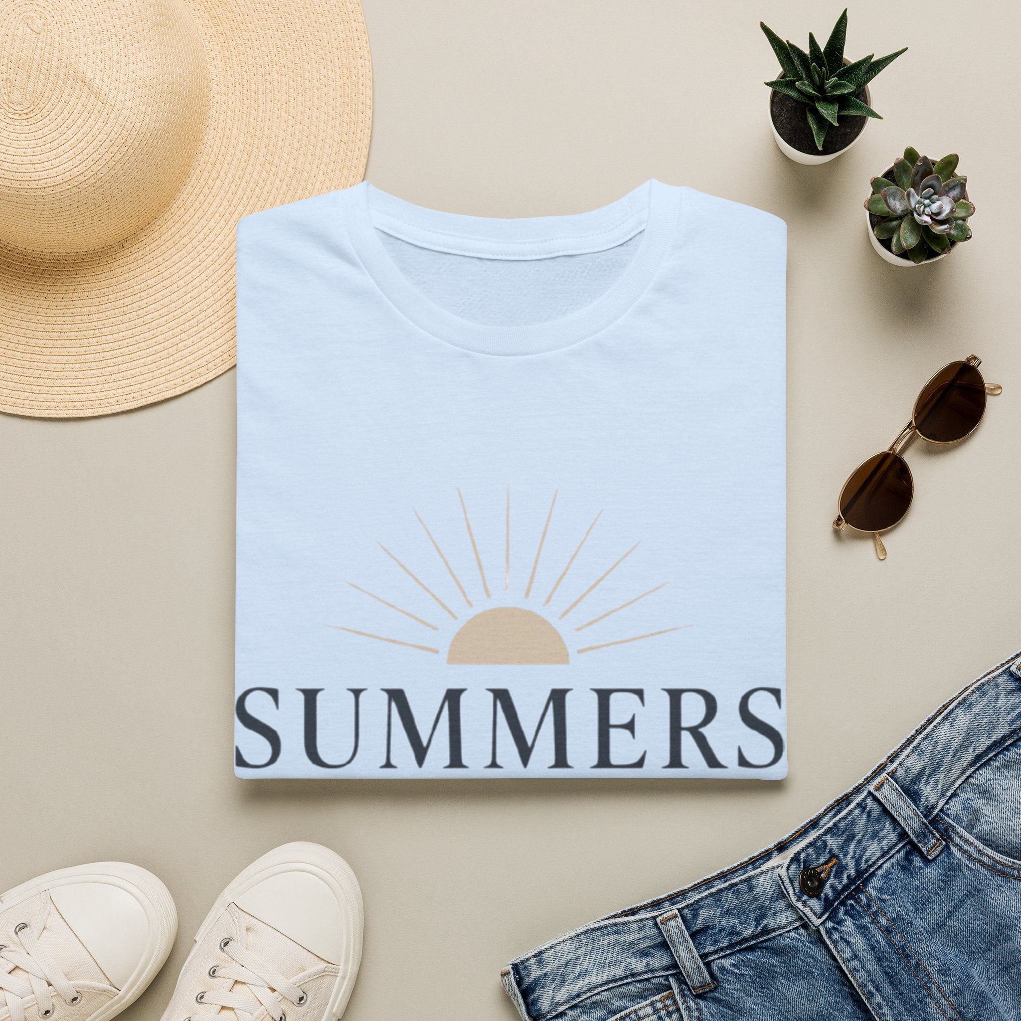 Summer Sun T-Shirt — "SUMMERS" Retro Sunrise Graphic Tee