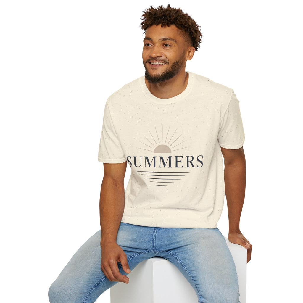 Summer Sun T-Shirt — "SUMMERS" Retro Sunrise Graphic Tee