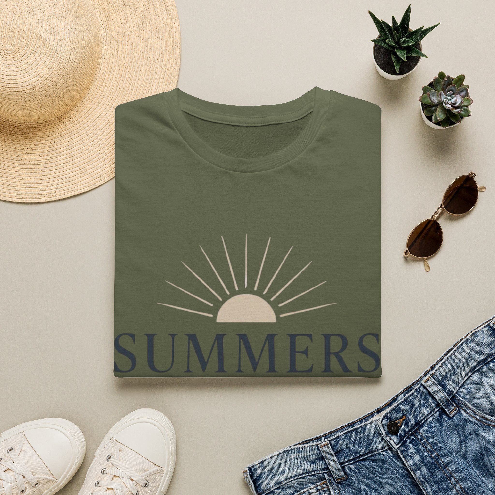 Summer Sun T-Shirt — "SUMMERS" Retro Sunrise Graphic Tee