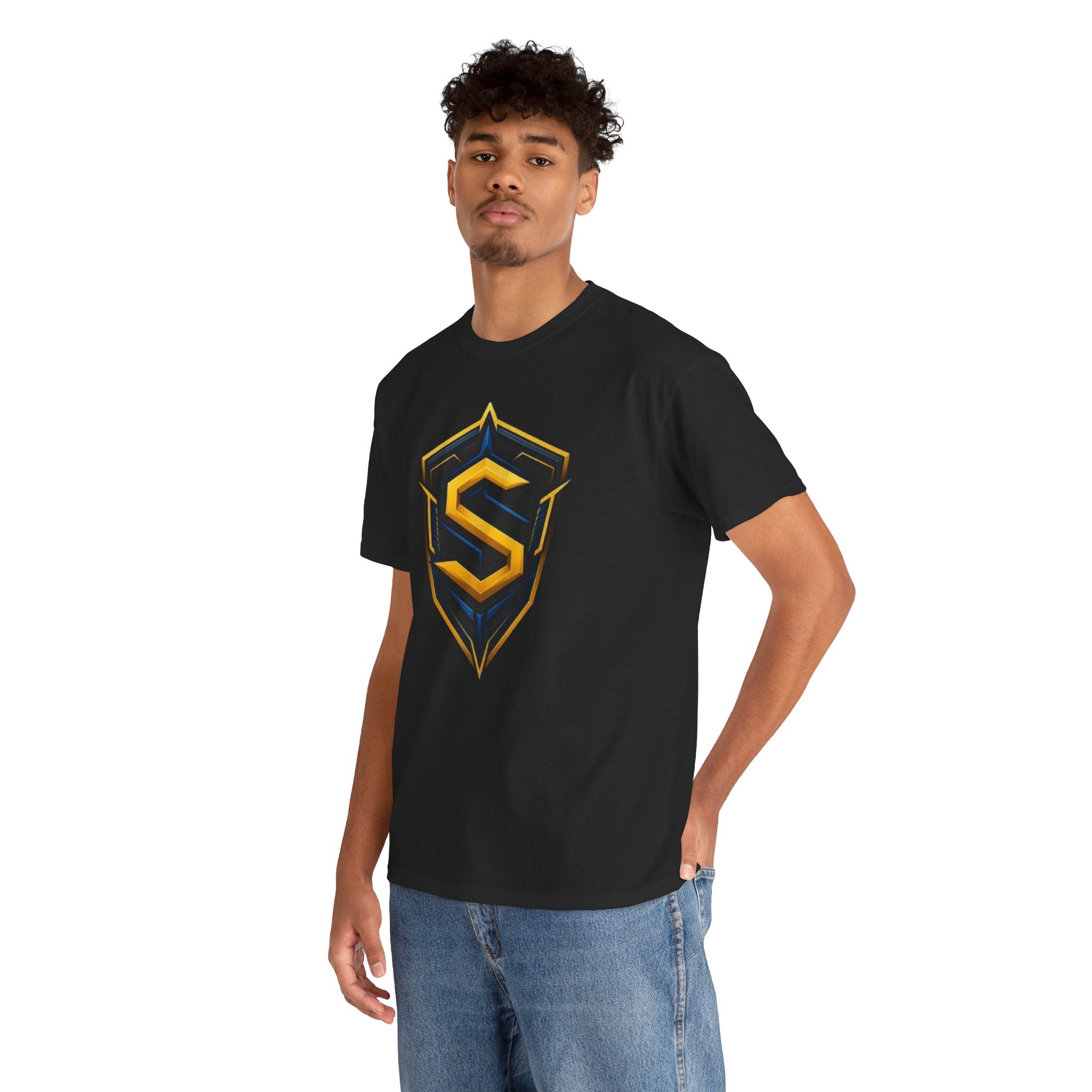 Gold Shield S logo Tee | Gaming Emblem T-shirt